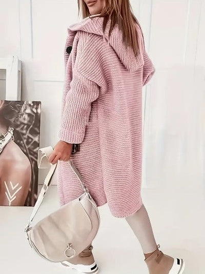 Women's Loose hooded long-sleeved cardigan