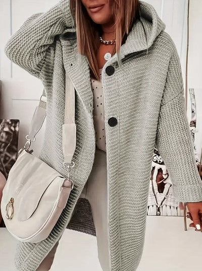 Women's Loose hooded long-sleeved cardigan