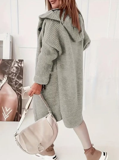 Women's Loose hooded long-sleeved cardigan