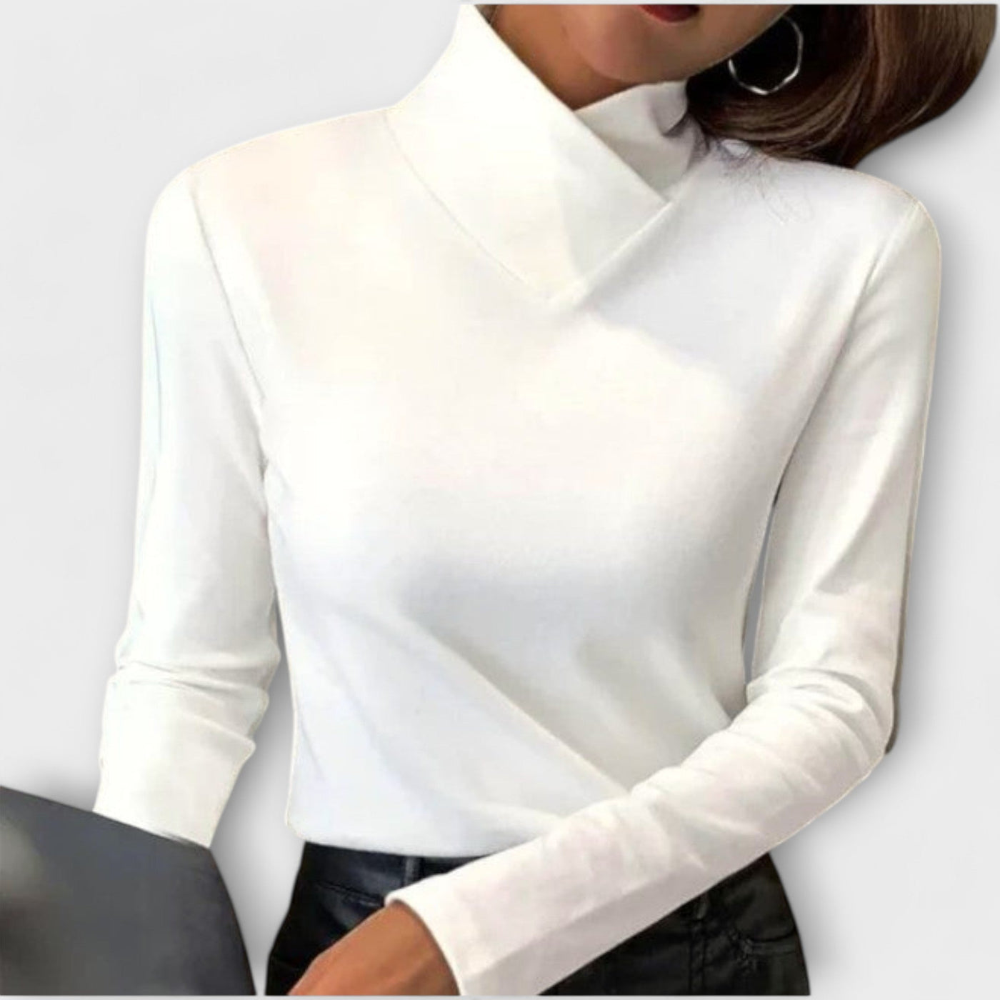 Stelle - Stylish blouse with high collar and V-neck