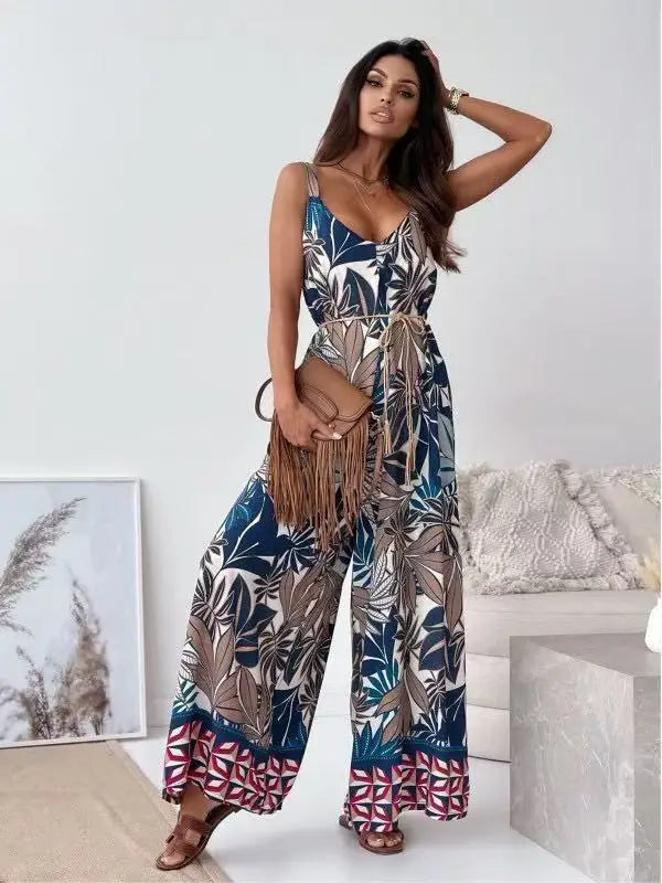 Bea - Elegant Floral Belted Jumpsuit
