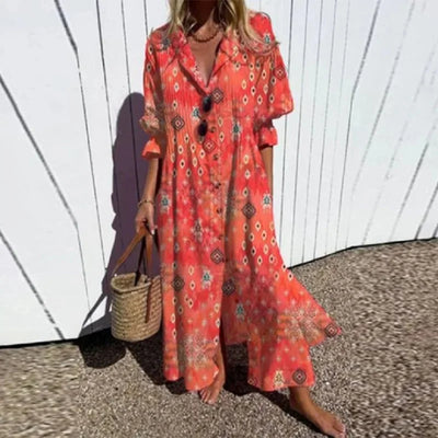Ainsley - Bohemian Puff Sleeve Maxi Dress