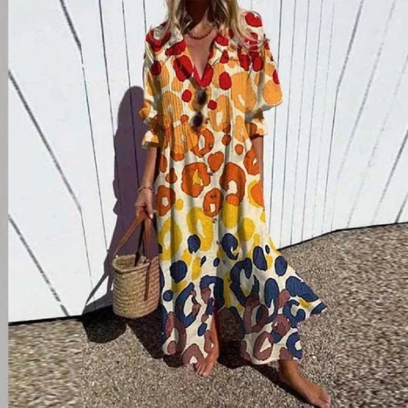 Ainsley - Bohemian Puff Sleeve Maxi Dress