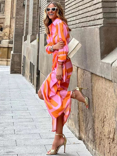 April - Striped Midi Shirt Dress