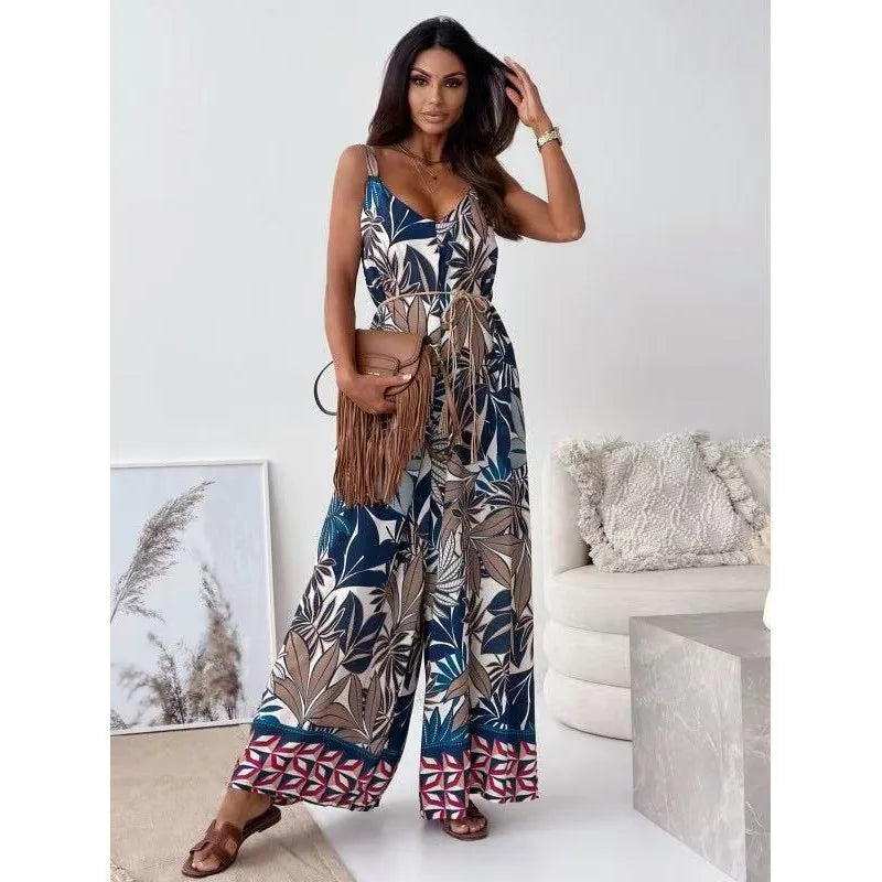 Bea - Elegant Floral Belted Jumpsuit