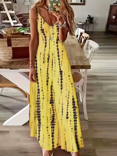 Olivia - Women's V-Neck Tie-Dye Maxi Dress
