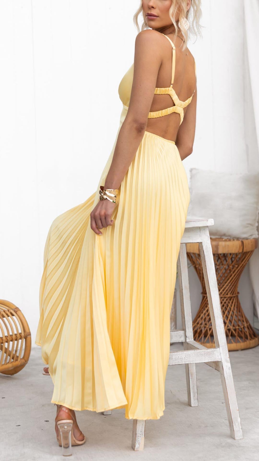 Taliyah - Elegant Sling Cinched Waist Party Dress