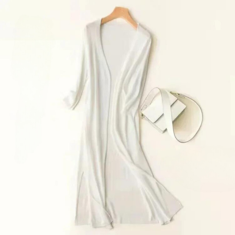 Women’s Long Cardigan – Lightweight Knit – Open Front – 3/4 Sleeve – Layering Essential