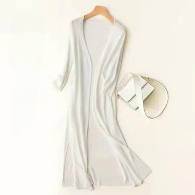 Women’s Long Cardigan – Lightweight Knit – Open Front – 3/4 Sleeve – Layering Essential