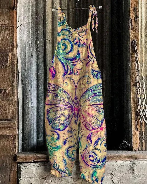 Savrani™ - Women's Vintage Overalls with Butterfly Print - Comfort and Style for Every Occasion