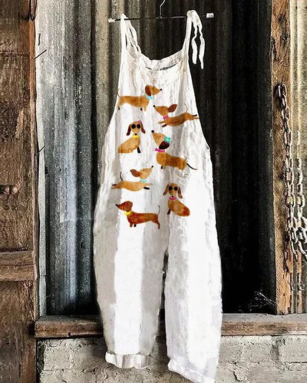 Solea - Lightweight handmade jumpsuit with dachshunds