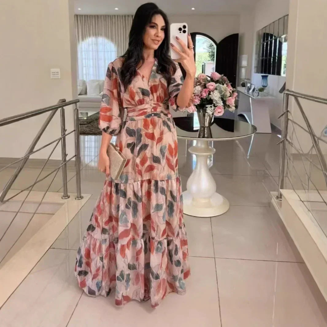 Camille - Long floral dress with a comfortable fit for elegant days