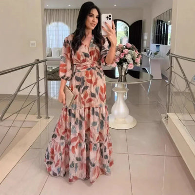 Camille - Long floral dress with a comfortable fit for elegant days