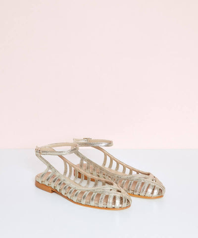 GIADA - Elegant woven ballerina flats with ankle strap for a sophisticated style