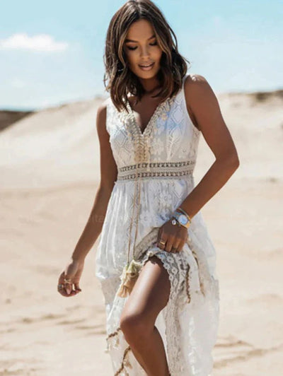 Joanna - Vintage Tassel Drawstring Boho Dress