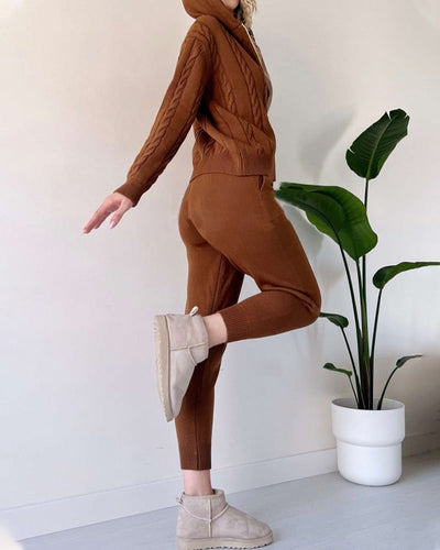 Ania - Casual twist jacquard two-piece set