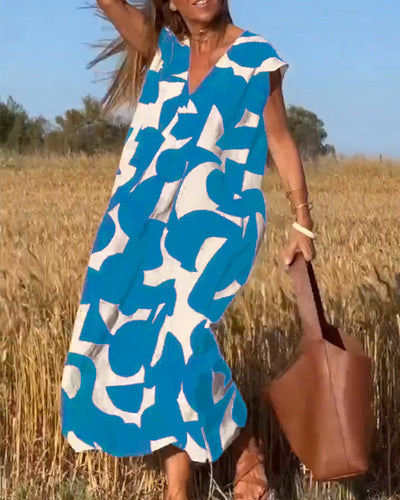 Keira - Irregular Geometric Print Sleeveless Dress
