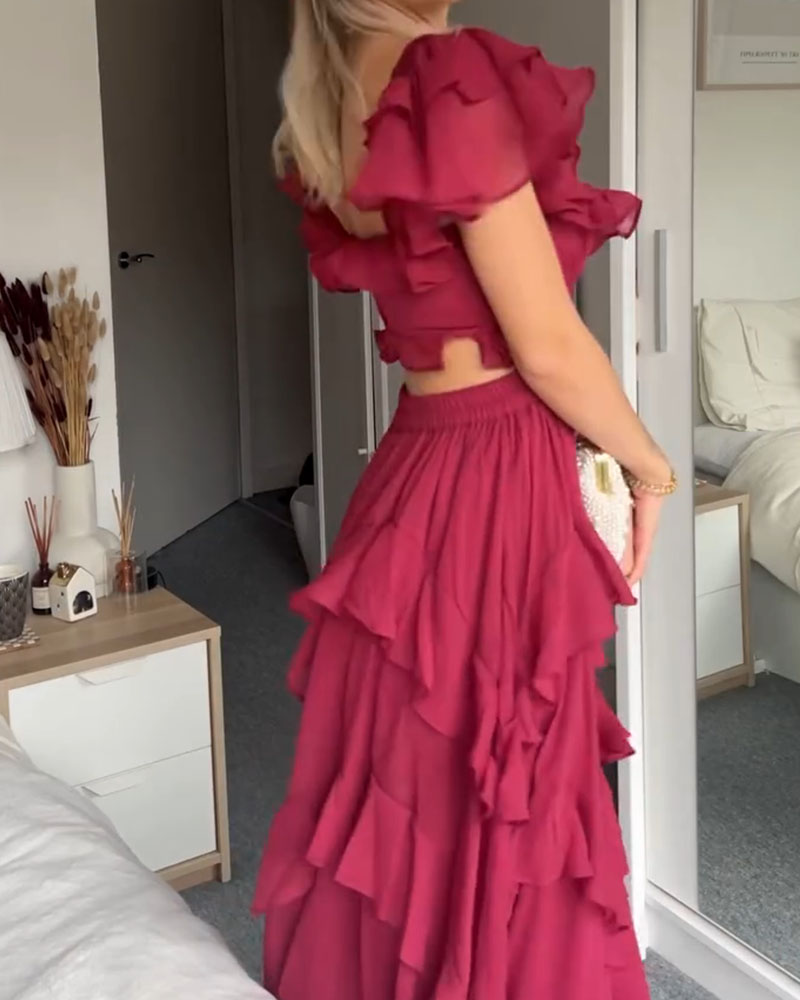 Brittany - Elegant High-Waist Dress with Lace Trim