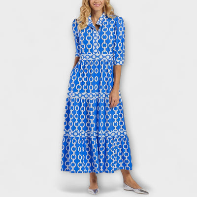 Christine - Women's Printed Chain Pattern Long Dress