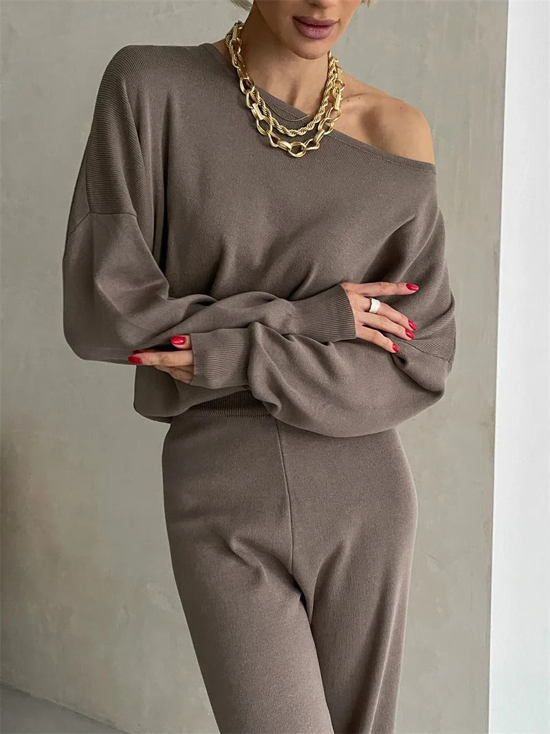 Cora - Elegant Winter Knit Monochrome Set