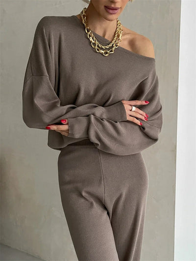Cora - Elegant Winter Knit Monochrome Set