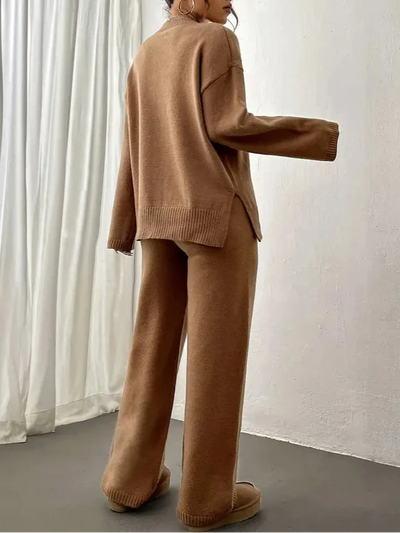 Faith - Warm Ribbed Casual Knitted Pantsuit