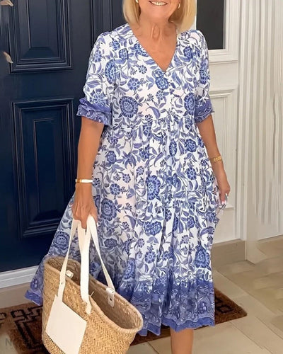 Jocelyn - Elegant Floral V-Neck Dress