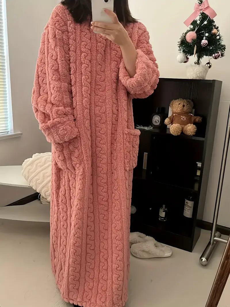 Caroline - Jacquard Soft Fleece Winter Dress