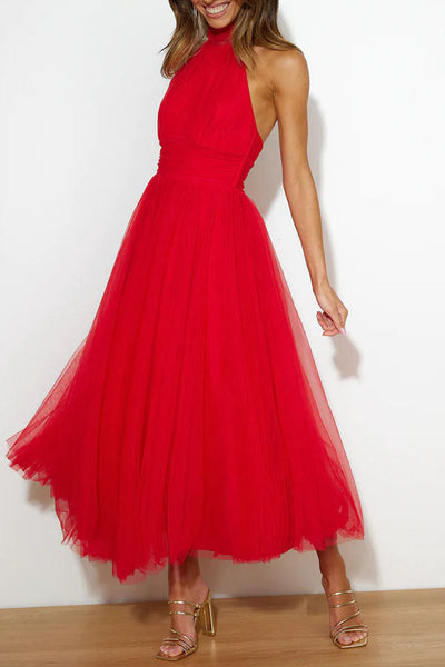 Mila - Sleek Mesh High Neck Dress
