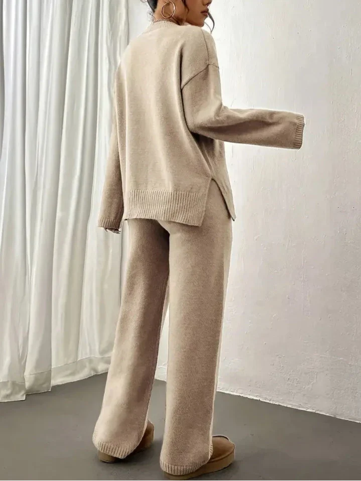 Faith - Warm Ribbed Casual Knitted Pantsuit