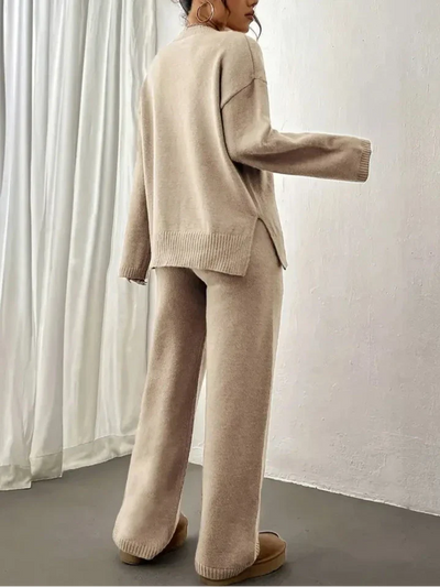Faith - Warm Ribbed Casual Knitted Pantsuit