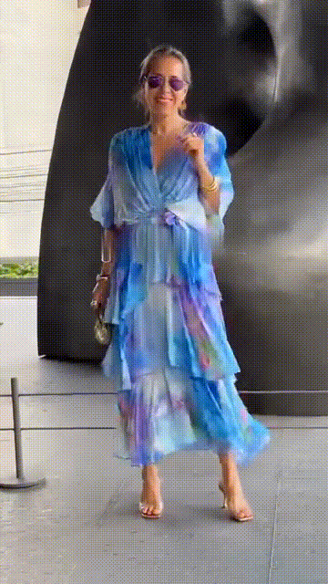 Naica - Spring Floral Tiered Chiffon Dress
