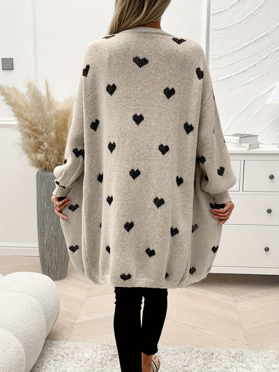Knitted Cardigan with Heart Pattern