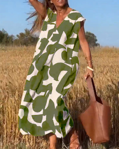Keira - Irregular Geometric Print Sleeveless Dress