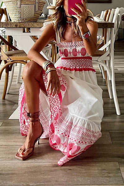Destiny - Lace-Up Square Collar Sling Dress