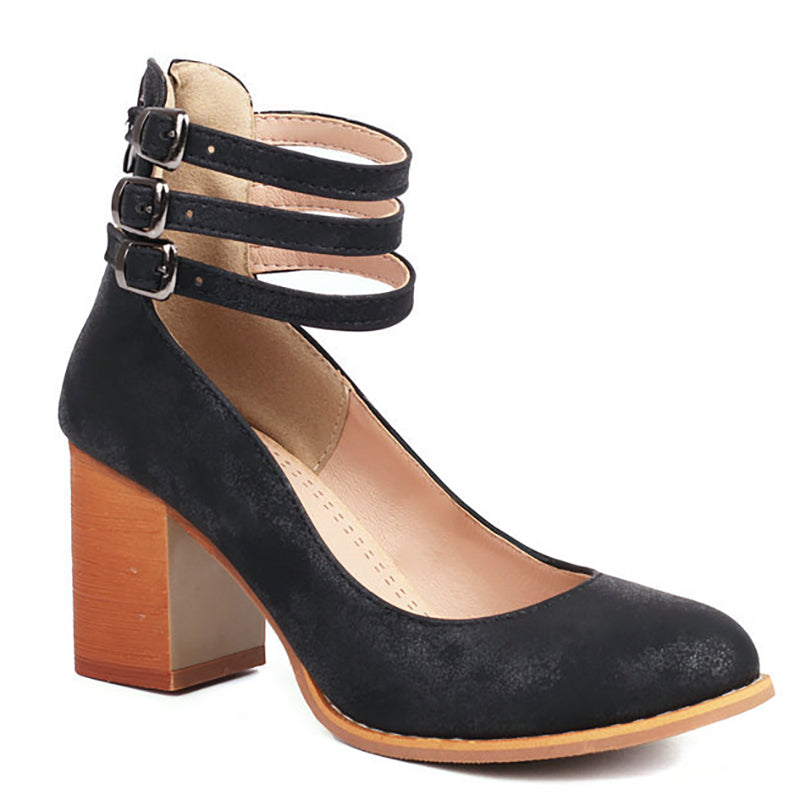 Caa™ - Elegant smooth sandals with ankle straps and thick heels for a sophisticated look