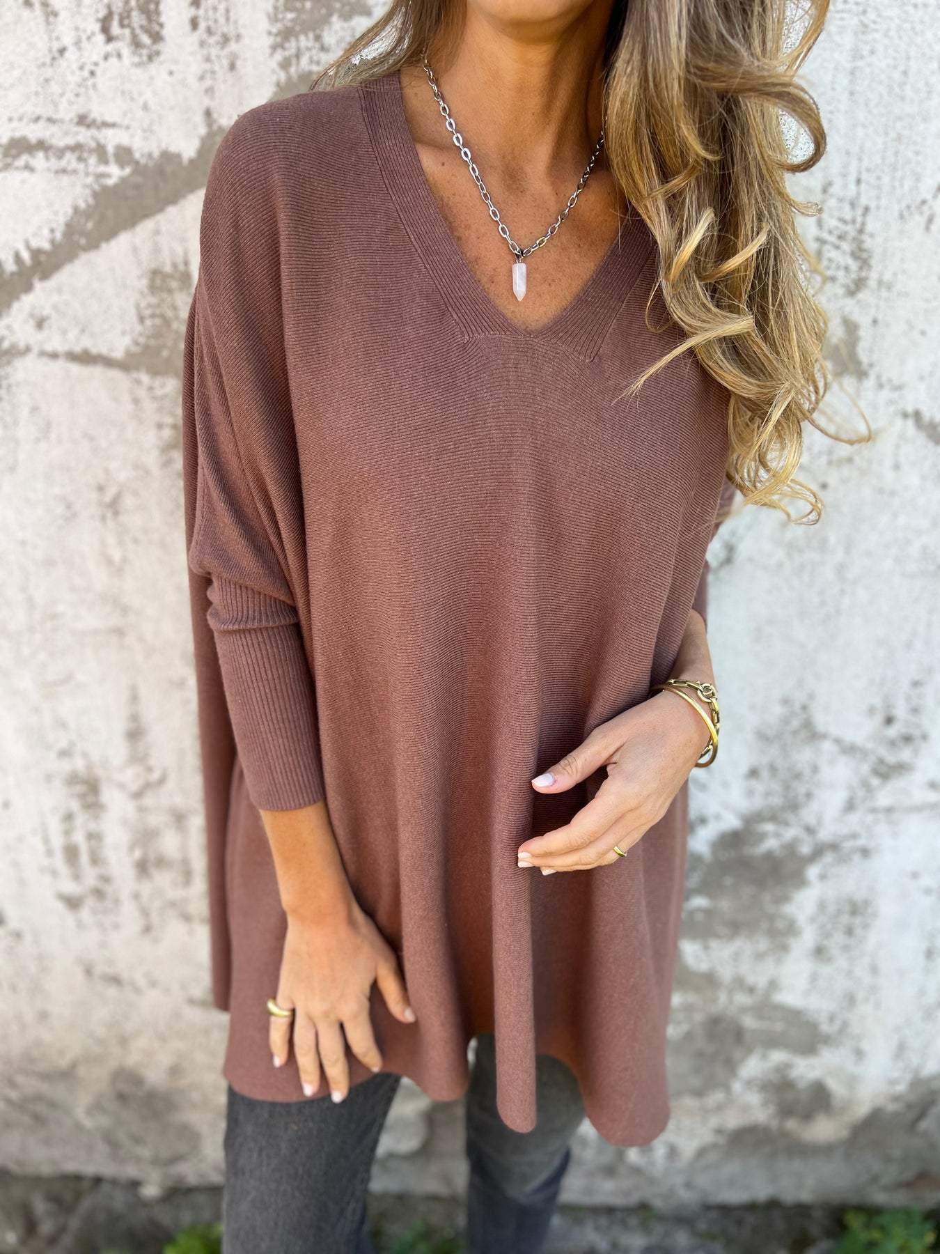 Aurora - Comfortable V-neck Long Sleeve Knitted Sweater