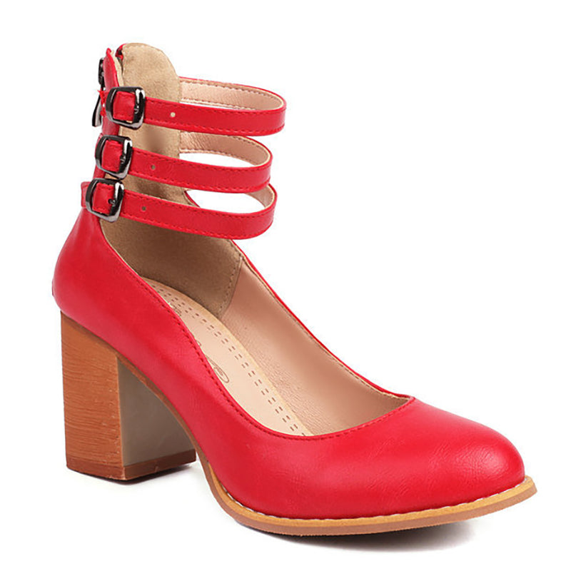 Caa™ - Elegant smooth sandals with ankle straps and thick heels for a sophisticated look