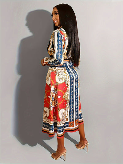 Michelle - Mid-Calf Long Sleeve Shirt Dress