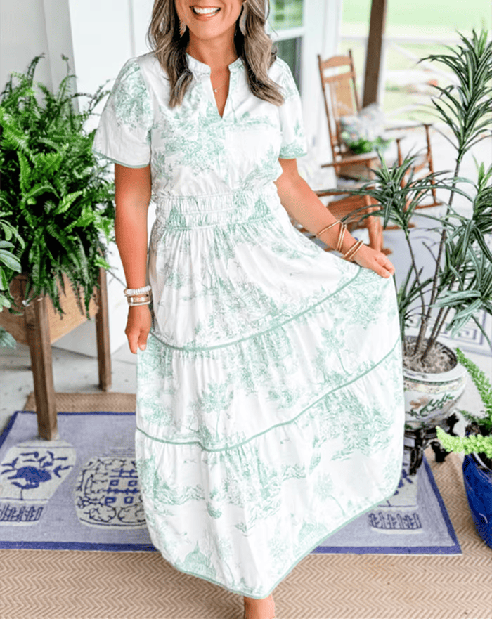 Tania - Boho Chic V-Neck Floral Maxi Dress
