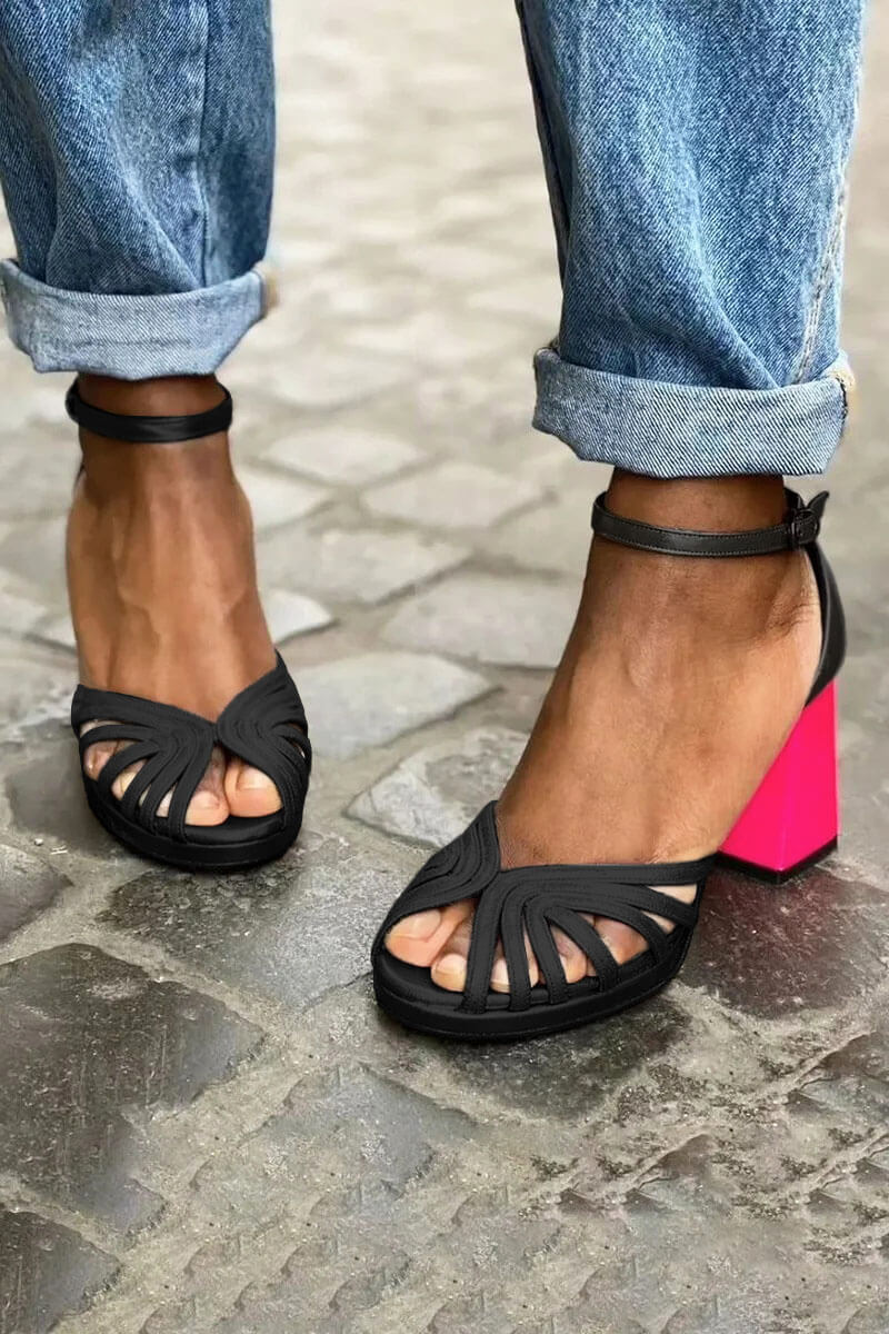 LUMA - Elegant Metallic Sandals with Fluorescent Heels for a Unique Style