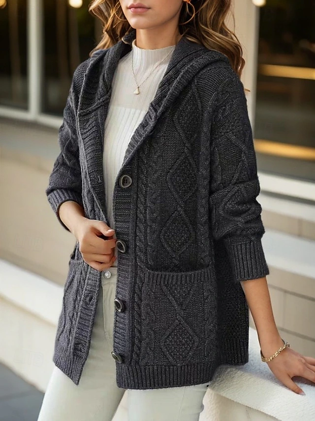 Dakota - Elegant Diamond Stitch Cardigan