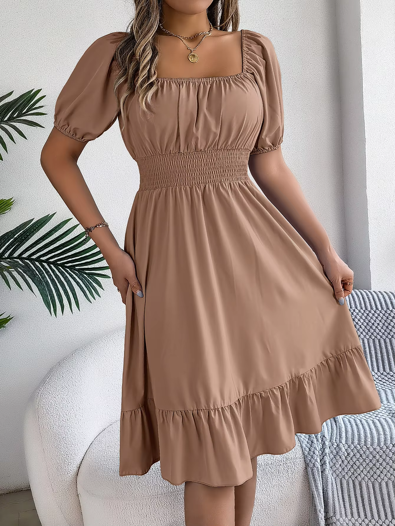 Riley™ - Stylish Short Sleeve V Neck Dress
