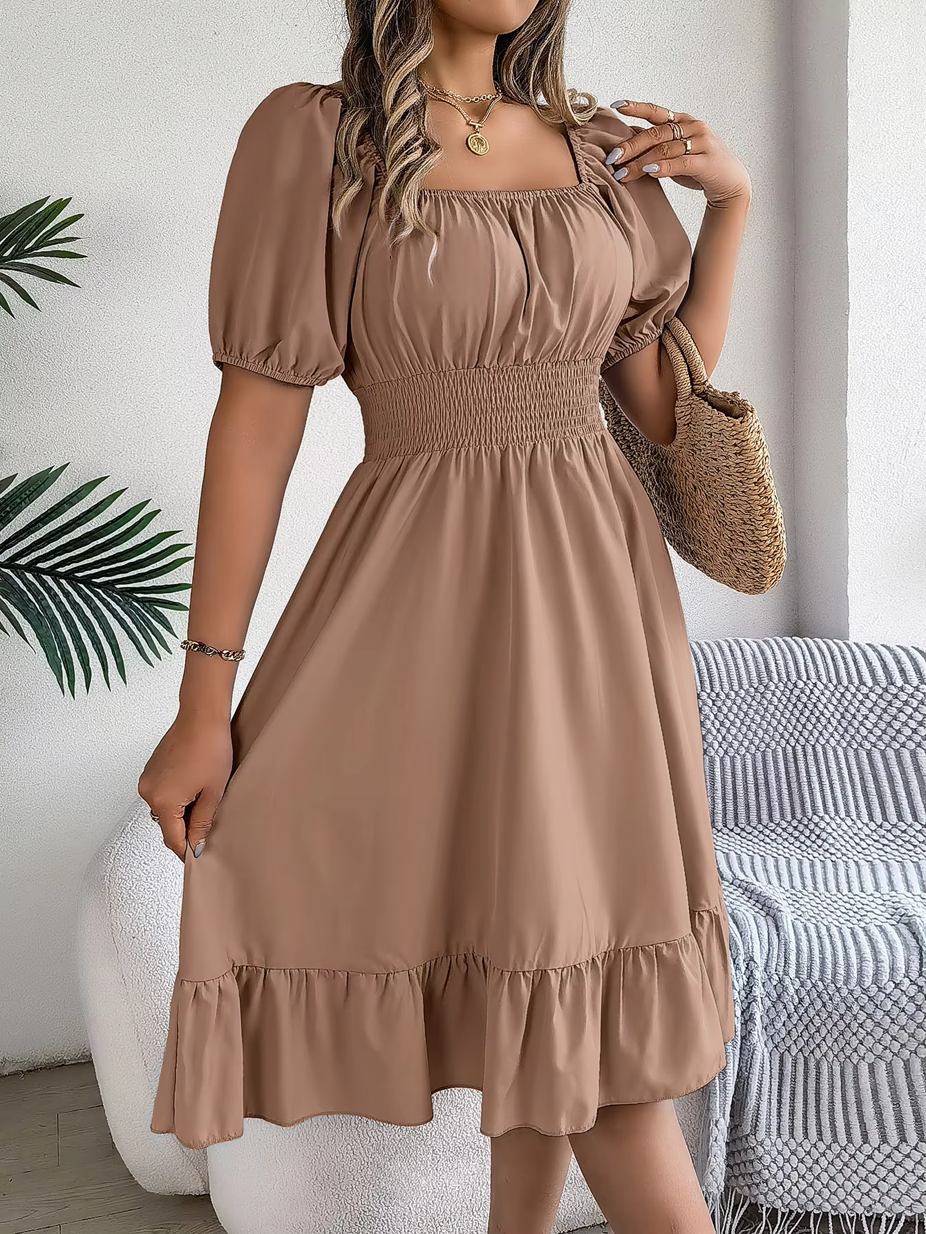 Riley™ - Stylish Short Sleeve V Neck Dress