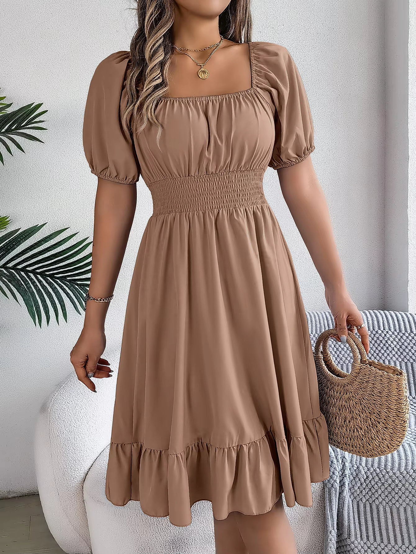 Riley™ - Stylish Short Sleeve V Neck Dress