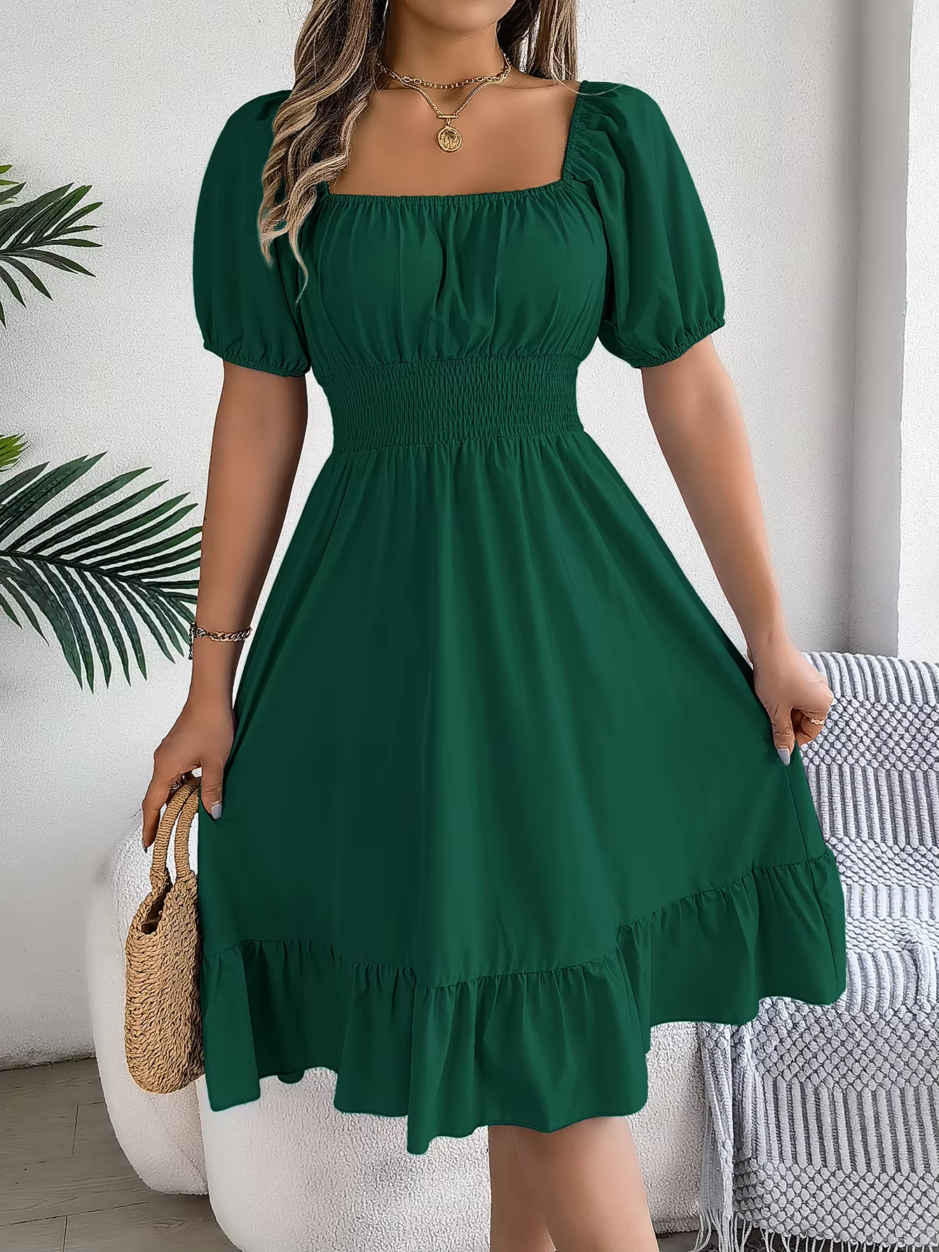 Riley™ - Stylish Short Sleeve V Neck Dress