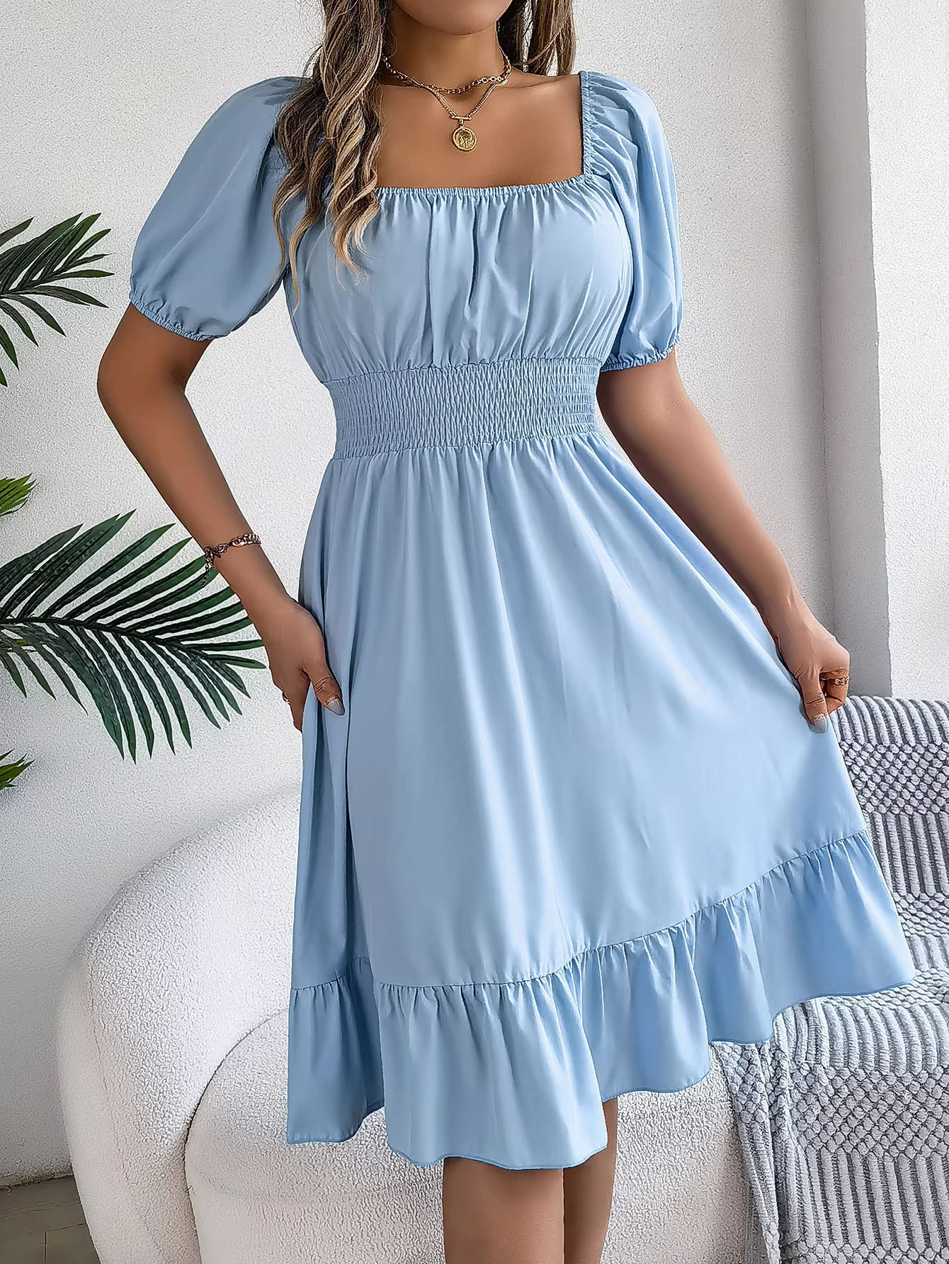 Riley™ - Stylish Short Sleeve V Neck Dress