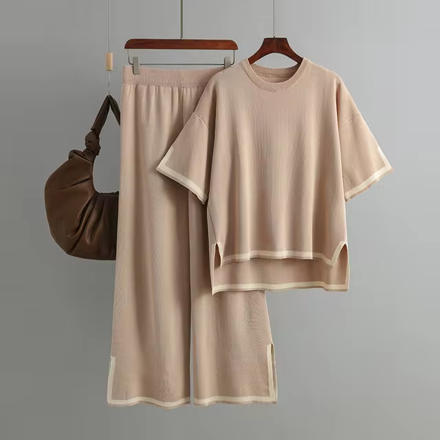 Brianna - Elegant Ice Short Sleeve Co-Ord Set