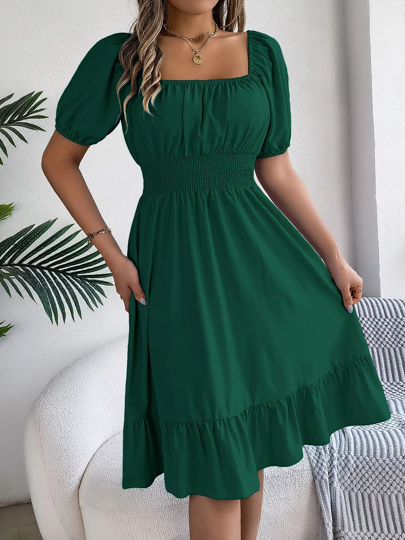 Riley™ - Stylish Short Sleeve V Neck Dress