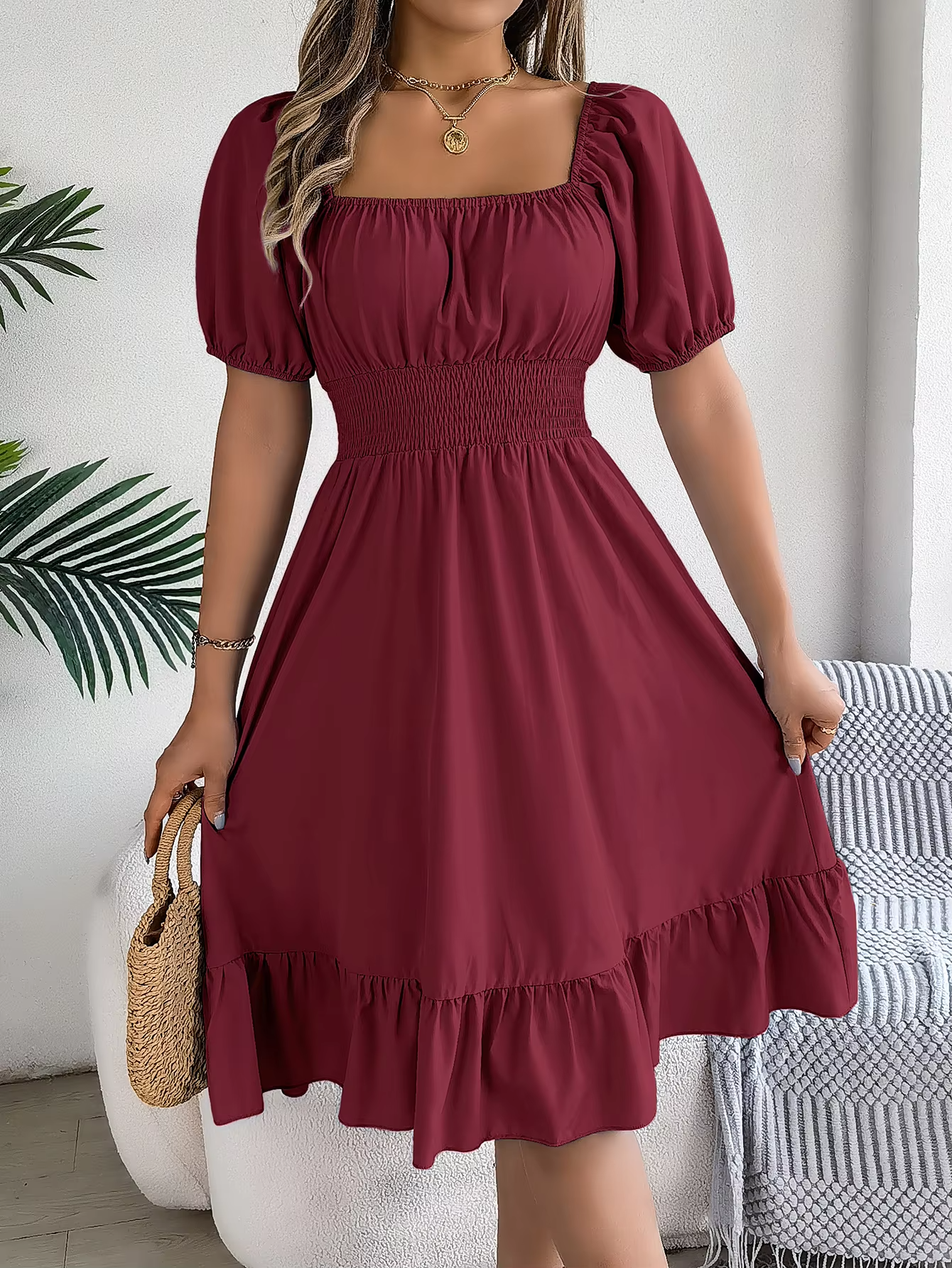 Riley™ - Stylish Short Sleeve V Neck Dress
